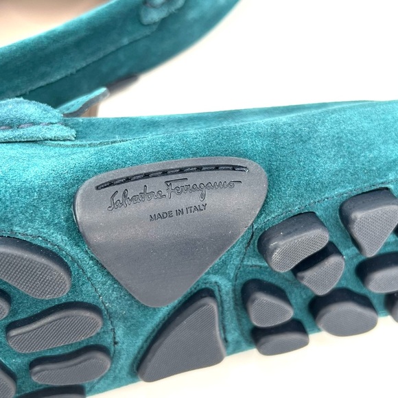 Salvatore Ferragamo Salamanca Teal Suede Gancini Driving Loafer US 7.5 - EU 41.5 - Picture 7 of 13